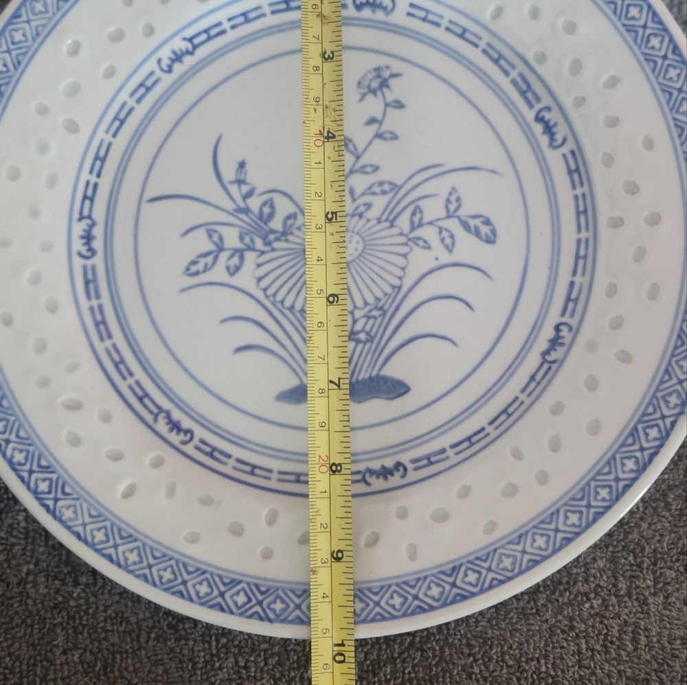 Vintage Chinese porcelain hand painted rice eye trim plate - Picture 4 of 8